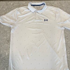 Under Armour White Polo with Blue Logo